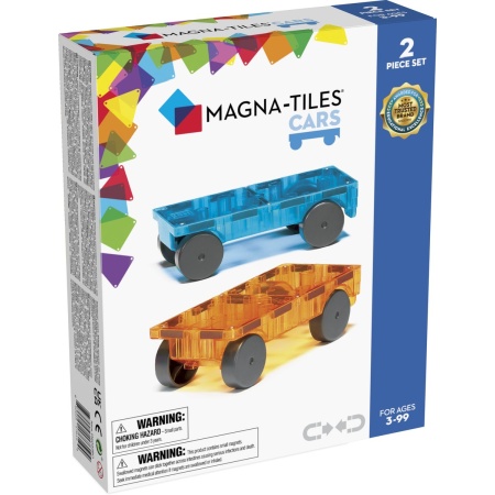 Magna-Tiles Cars 2 stuks - Uitbreidingsset - Geschikt vanaf 3 jaar - OranjeBlauw