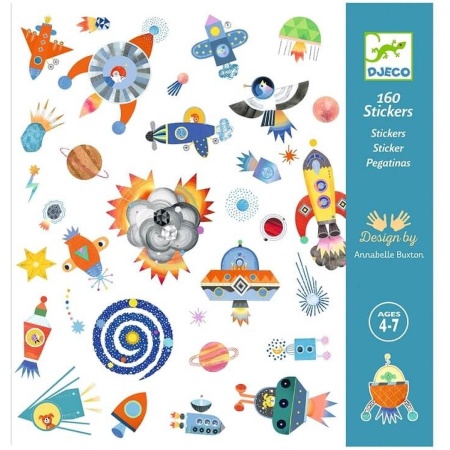 Djeco - Stickers Space  Interstellar - 4 stickervellen - 160 stickers