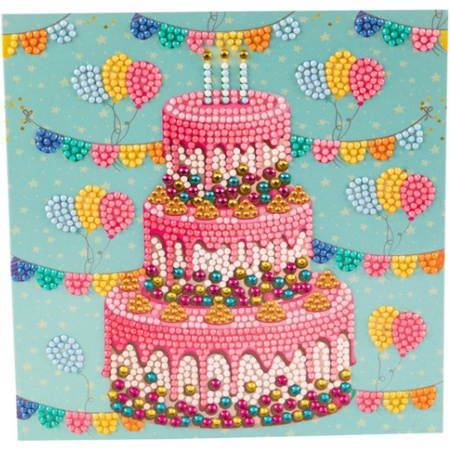 Diamondpainting Crystal Art Kaart cake 18x18cm