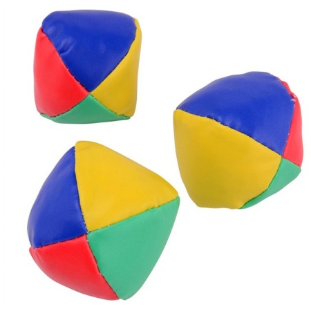 Johntoy jongleerballen - 3x stuks - gekleurd - 7 cm - jongleren - spel - ballengooien