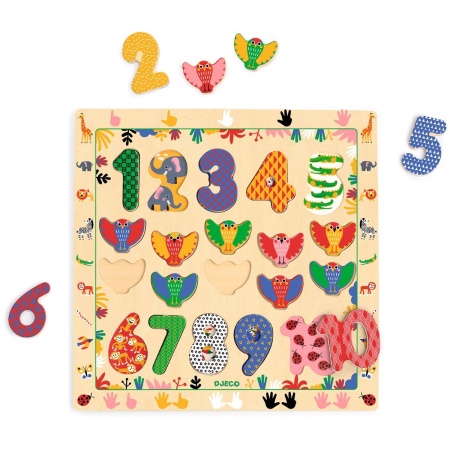 Djeco puzzel educatief leren tellen 1-10 kleurrijk speelgoed.