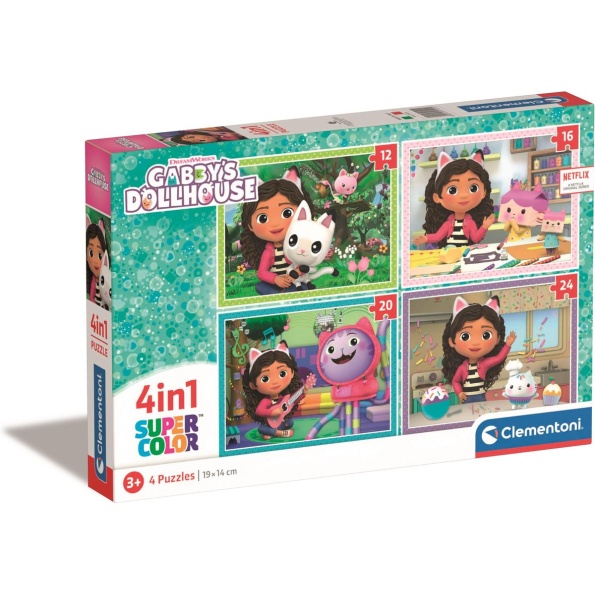 Clementoni – Puzzel – 4 in 1 Gabby’s Dollhouse – Puzzels van 12, 16, 20 ...