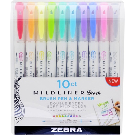 Zebra Mildliner Brush Set – Creative marker – Twinmarker – Tekstmarker – Brede + brush... |