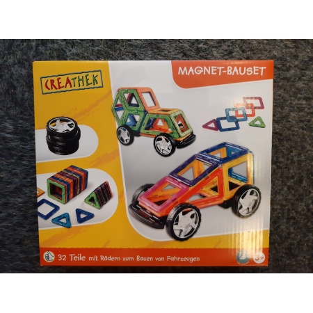 CR Magnet-Bauset mit Rädern, 32 Teile.